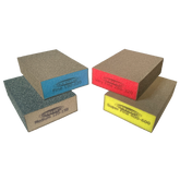 SurfPrep 1 inch hand sanding sponge blocks, color-coded by grit