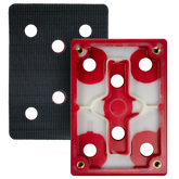 SurfPrep 3x4 inch hook and loop backup pad with 6 holes for vacuum sanding