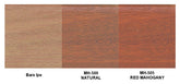 Messmer's UV Plus for Hardwoods colour chart - Natural and Red Mahogany