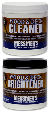 Messmer's Wood & Deck Cleaner (Part A) and Brightener (Part B) jars